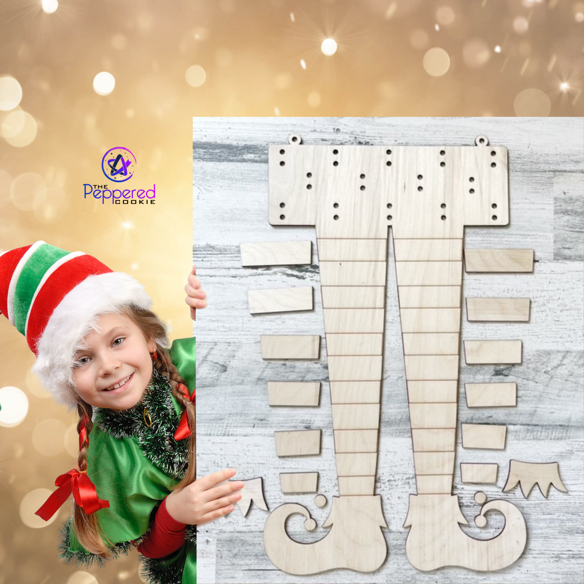 The Peppered Cookie - Vente Kit de bricolage - Décoration d'intérieur - Guirlande de pattes d'elfe de Noël INACHEVÉE1