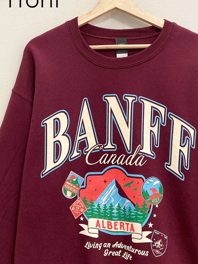 MAROON Banff Front and Back Print Sweatshirt for wholesale on Faire0