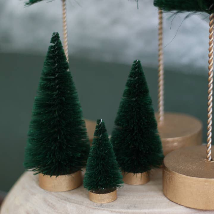 4", 6" & 8" Bottlebrush Cone Tree Set/3 (Dark Green) for wholesale by Dekorasyon Gifts Decor