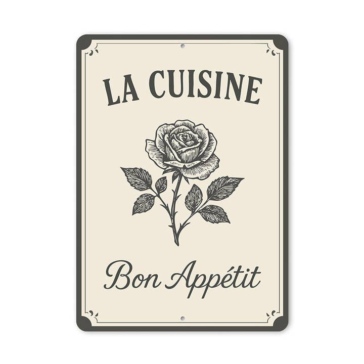 Enseigne en aluminium La Cuisine Bon Appétit Décor de cuisine française pour la vente par Lizton Sign Shop, Inc