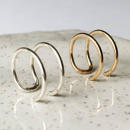 Double Wire Ear Cuff | Sterling Silver or 14k Gold Filled for wholesale by Blossom and Shine