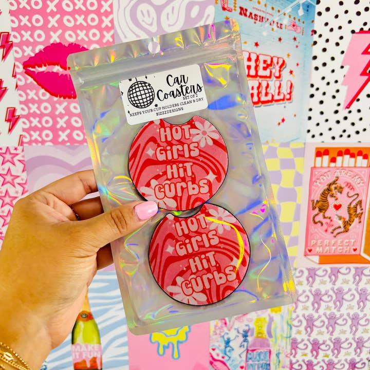 Bizzz Designs - Wholesale Car coaster – women's - Hot Girls Hit Curbs Car Coasters | Car Coasters Set of 5