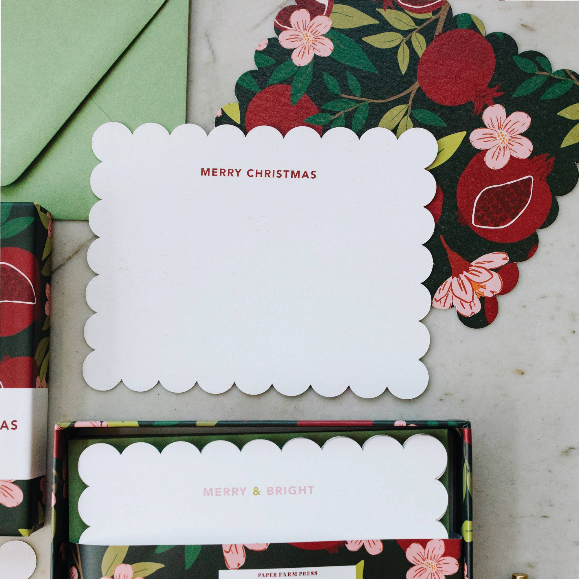 Paper Farm Press - Wholesale Stationery/Notecard Set - Pomegranate Christmas Assorted Notecard Set2