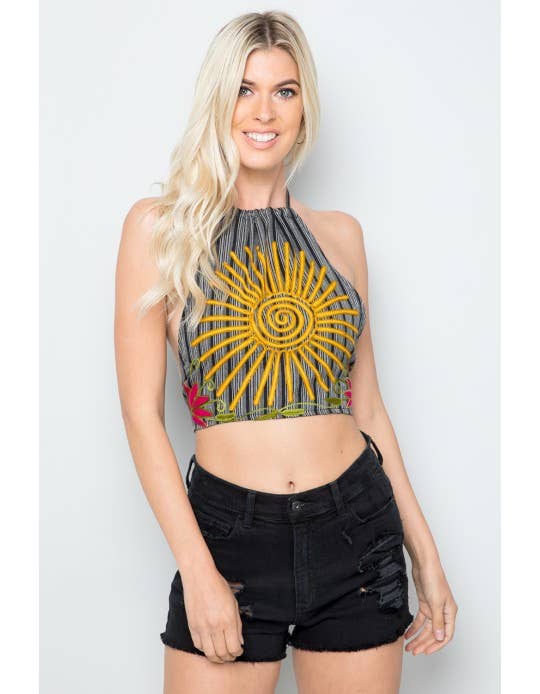 Kathmandu Imports - Wholesale Blouse - Dames - Crop Top met halterprint (KT-1289)3