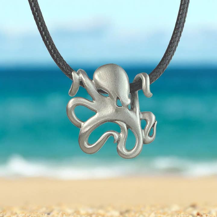 Octopus Necklace with Pewter Pendant, Sea life Gifts for wholesale by Big Blue by Roland St John