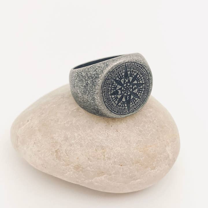 Mio Queena - Wholesale Signet Ring - Men's Jewelry Stainless Steel Compass Ring -1