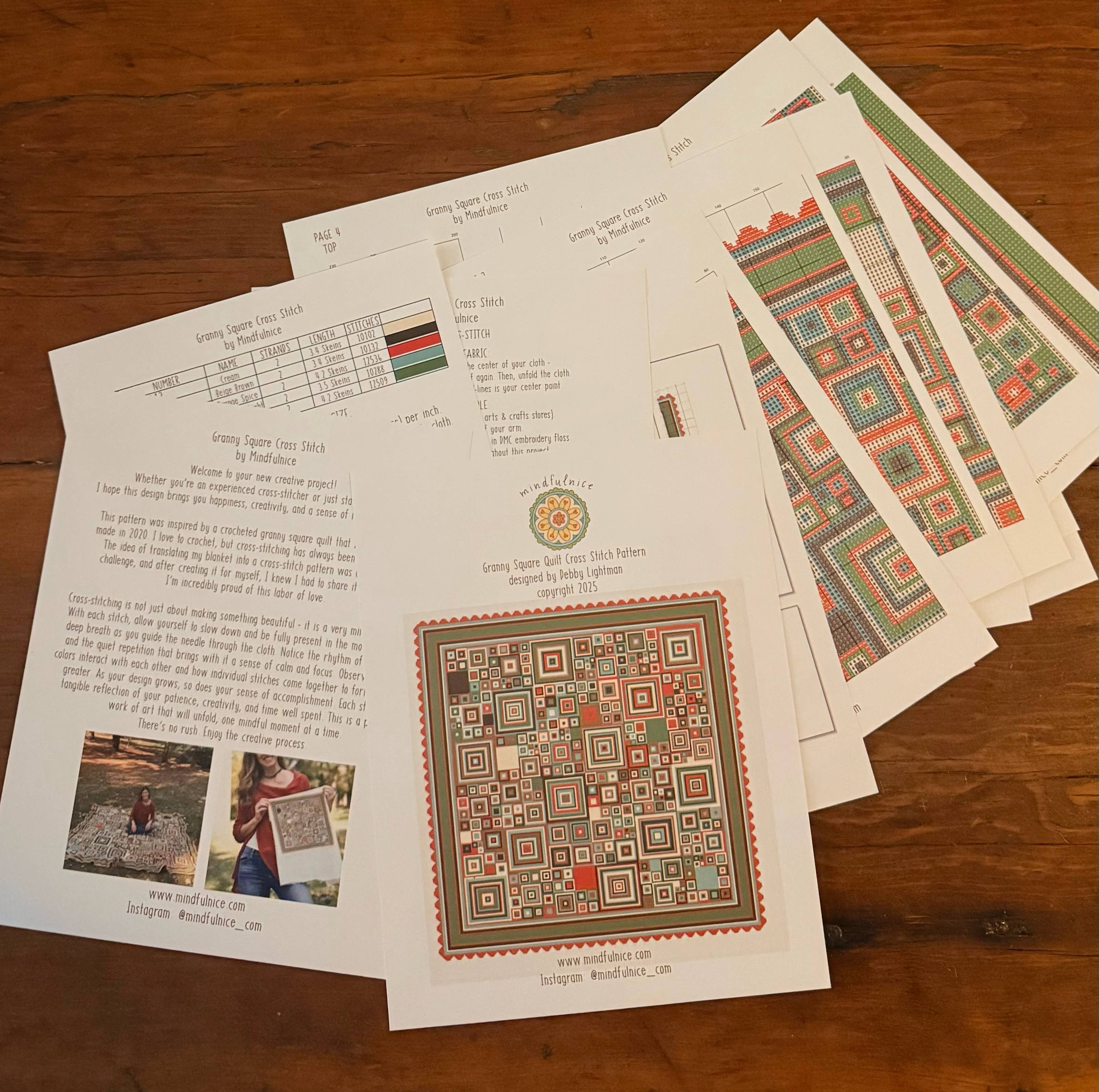 Mindfulnice - Wholesale DIY Craft Kit - Granny Square Counted Cross Stitch Pattern with Instructions2