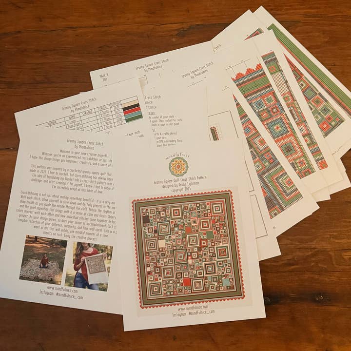 Mindfulnice - Wholesale DIY Craft Kit - Granny Square Counted Cross Stitch Pattern with Instructions2