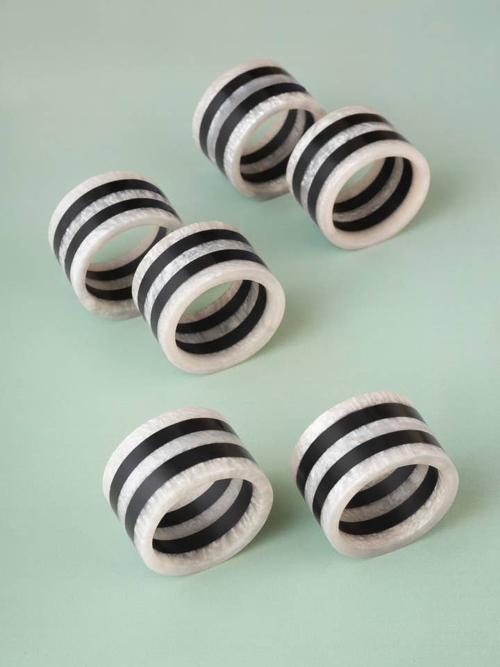 Panama Striped Resin Napkin Rings (Set of 6) for wholesale by GAURI KOHLI