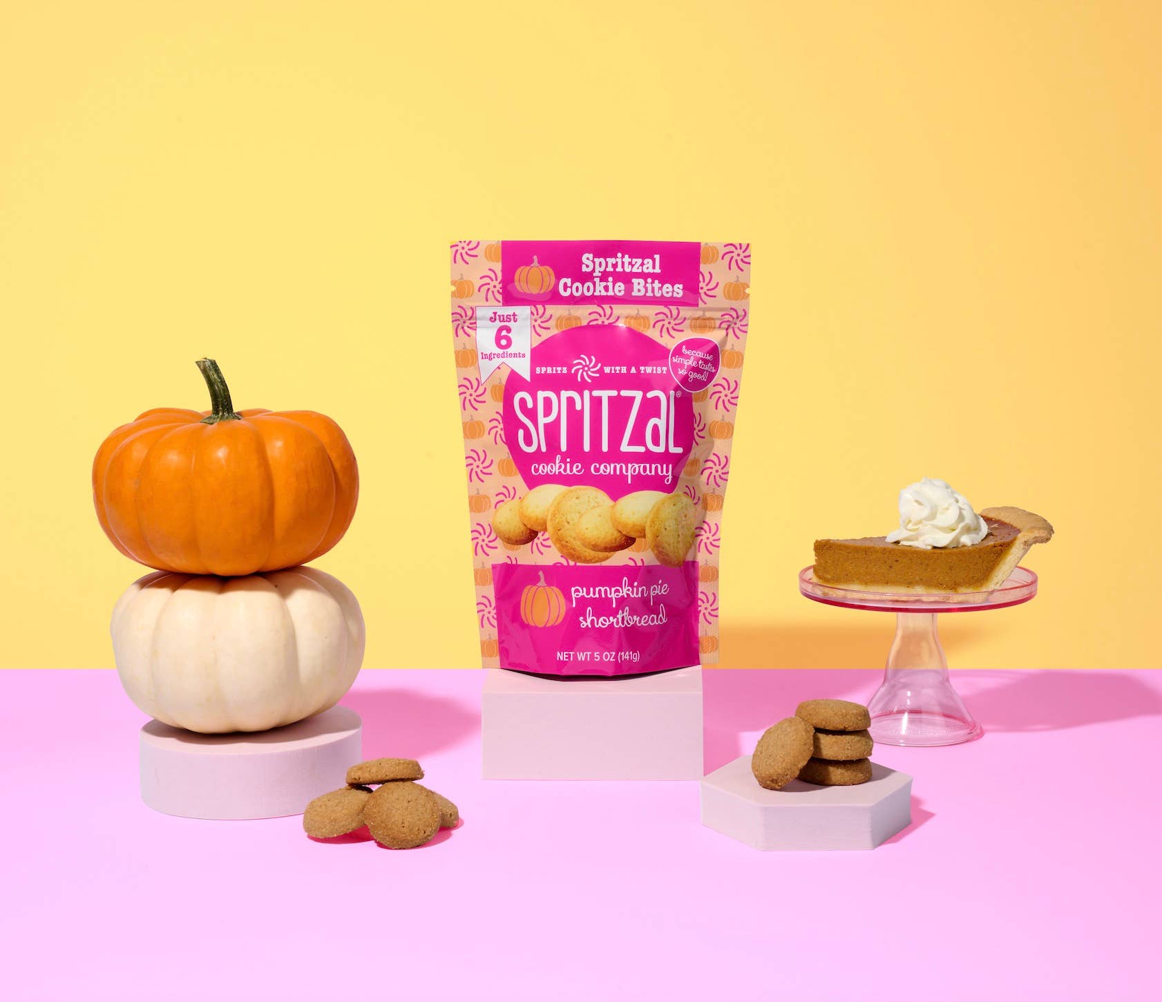 Spritzal Cookie Company - Wholesale Cookie - Pumpkin Pie Shortbread Cookie Bites 5oz