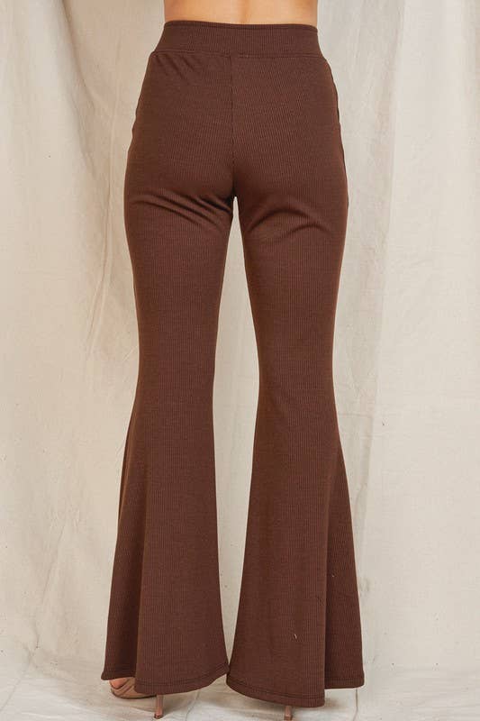 lalamia - Wholesale Pants - Women's - Wide Flair pants  #MPT18044-CHOCOLATE3