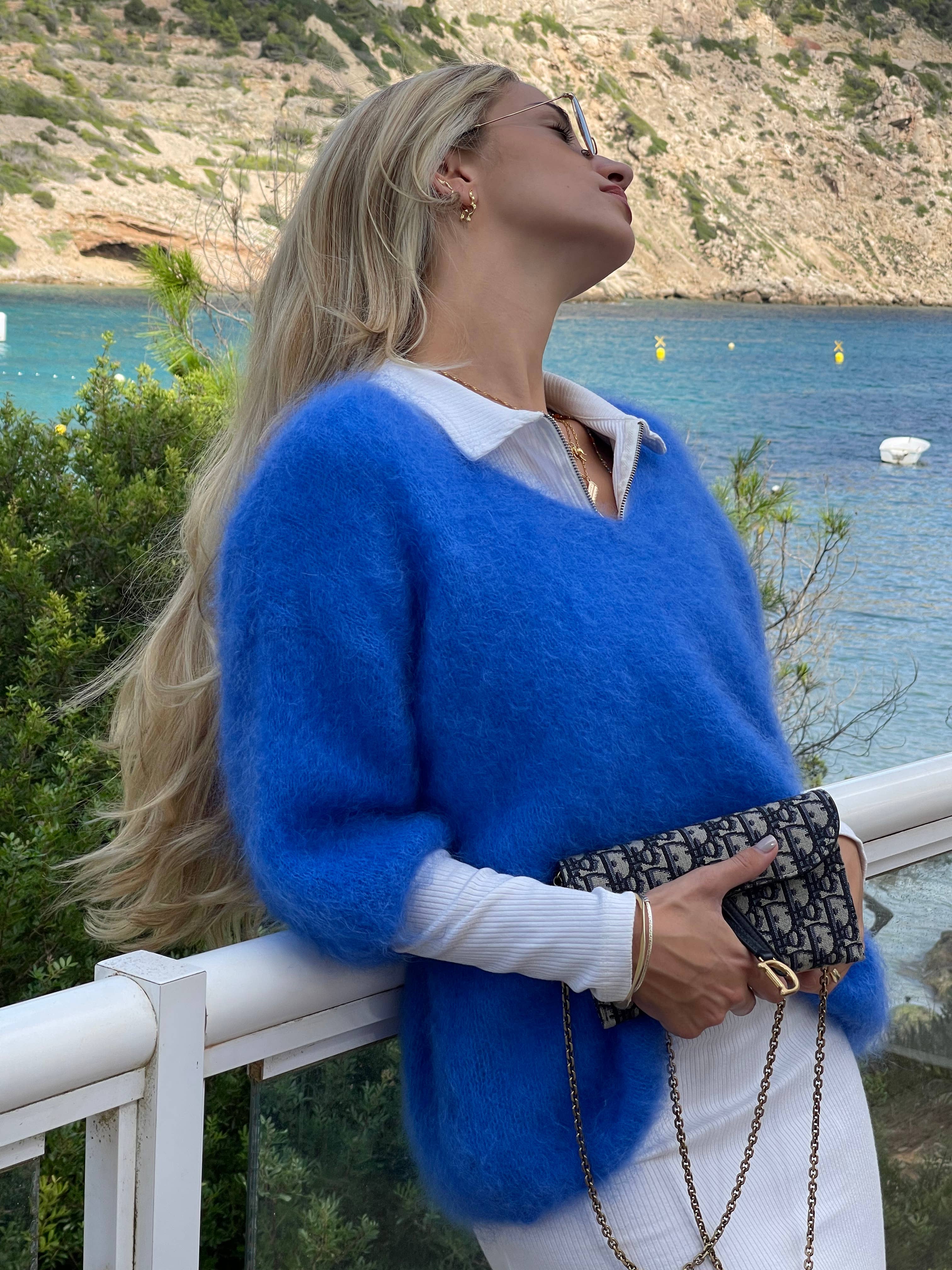 Gybizia – Großhandel Strickjacke – Damen – Cannes Mohair Leuchtend Blau1