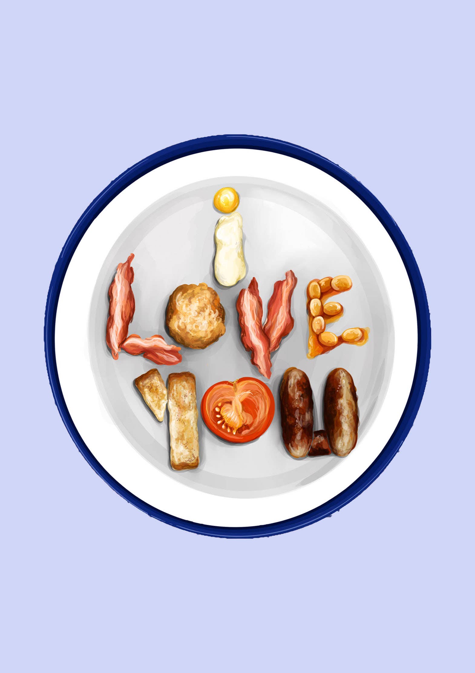 Katie Tinkler illustration - Wholesale Love Card - I Love You Full English Breakfast Greeting Card1