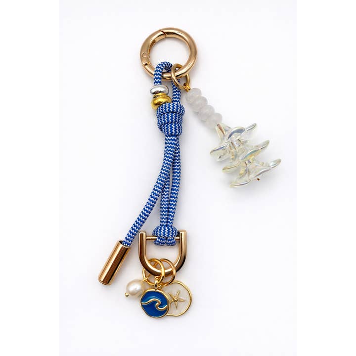 Leo & Lei - Wholesale Purse/Bag Accessory - Women's - Leo Charm – Bag & Accessory Charm (Blue and White, Plumeria)1