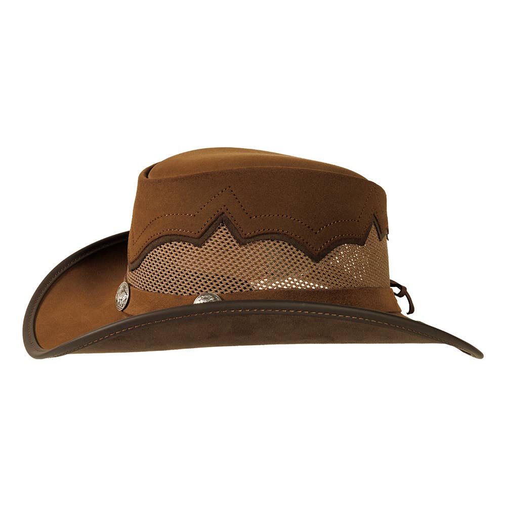 American Hat Makers – Chapéu de cowboy - Unissexo por atacado – Chapéu de Rede em Pele Genuína Outback - Estilo Sierra35