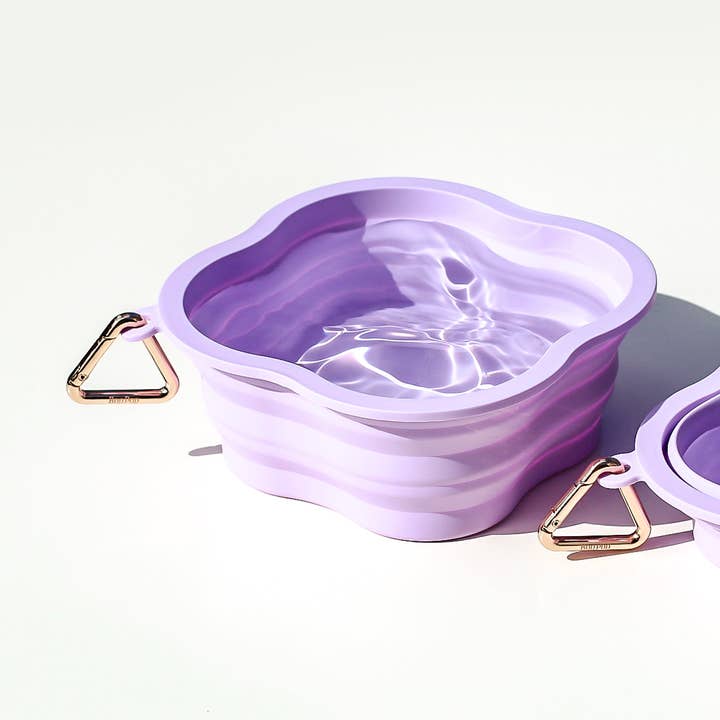 Collapsible Water Bowl Silicone BPA Free | Lilac for wholesale by Bop Pop Pets