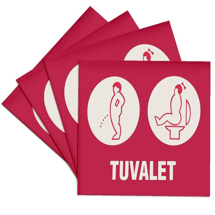 3dRose - Wholesale Coasters - 3dRose, Vintage Toilet Sign Tuvalet , Coaster