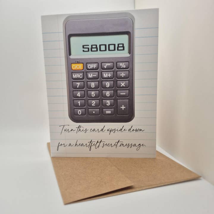 Secret Message Calculator Funny Blank Card for wholesale by Push the Envelope Cards