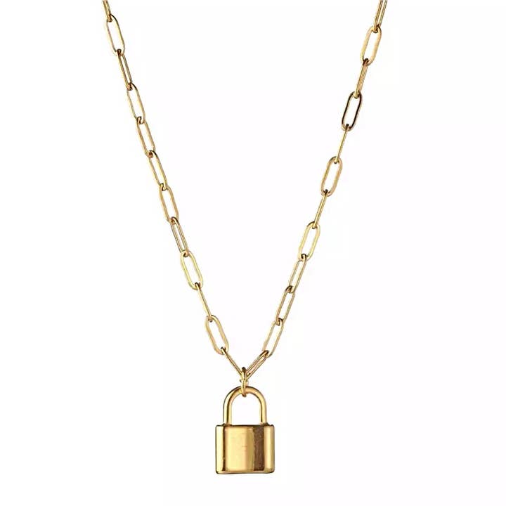 KIKICHIC - Wholesale Pendant/Charm Necklace - Lock Paper Clip Link Chain Necklace