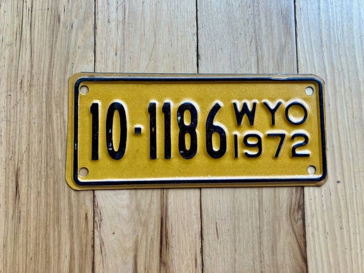 1972 Wyoming Motorcycle License Plate for wholesale by RusticPlates