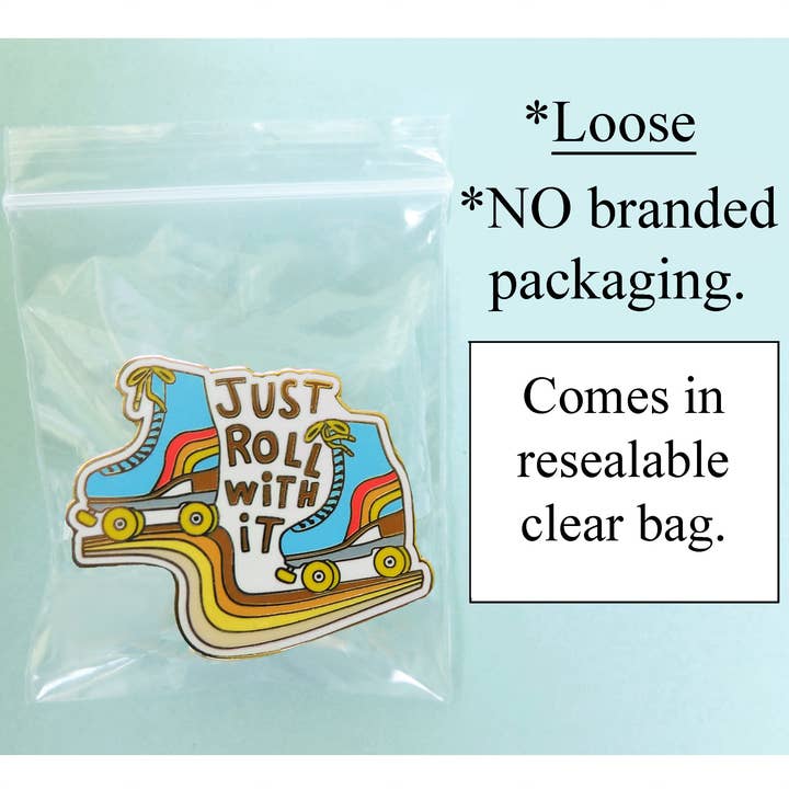 Lucky Sardine - Wholesale Lapel Pin/Button - Roller Skate, Roll With It, Retro 70s 80s Vintage Enamel Pin