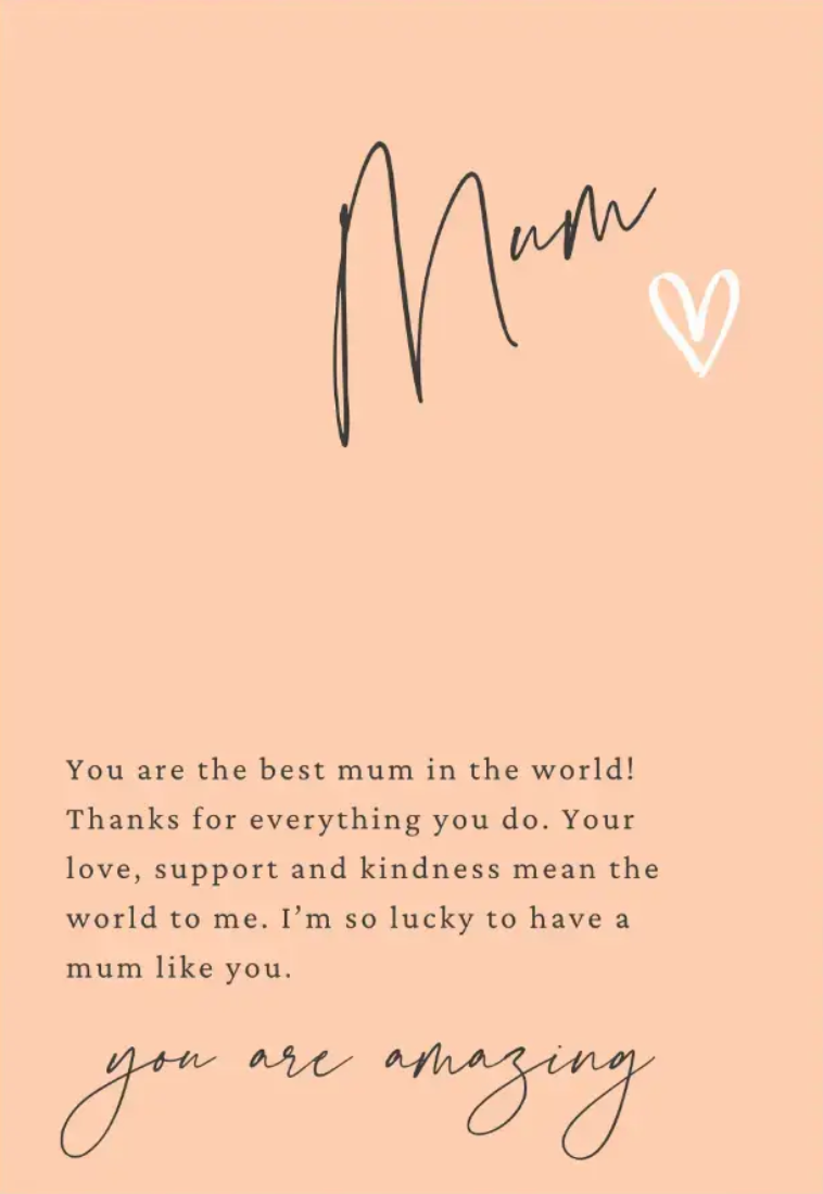 Petimo – wholesale Mother’s Day card – Little Notes Mum You Are Amazing Card - Peach1