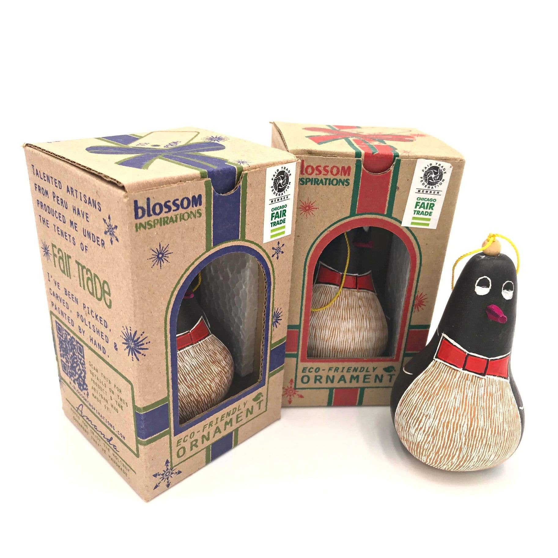 Blossom Inspirations - Vente Objets de décoration - Ornement gourde de Noël pingouin2