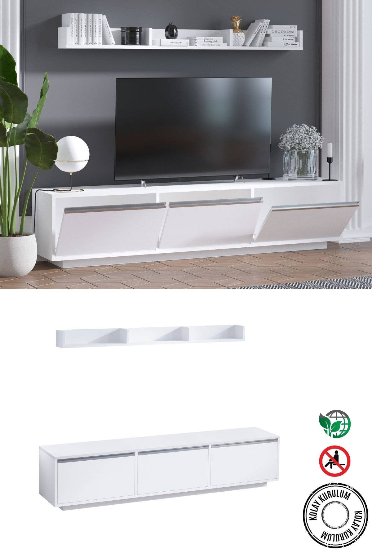 Multi Colored Decormet Prag TV Unit White for wholesale on Faire0