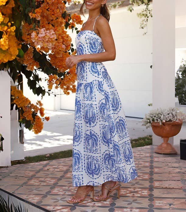 HIDDENBRAND - Wholesale Dress - Women's - Casual floral halter Beach Hawaiian vacation dress9