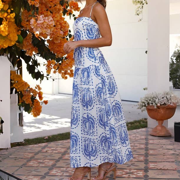 HIDDENBRAND - Wholesale Dress - Women's - Casual floral halter Beach Hawaiian vacation dress9