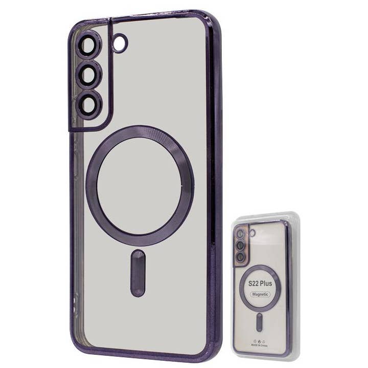 S22 Plus TPU Case With Metallic Magnet Wholesale Purple for wholesale by Mighty Wireless