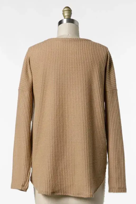 Final Touch - Wholesale Gebreide top - Dames - Geborstelde Wafel Lange Mouw Top - NT3130919