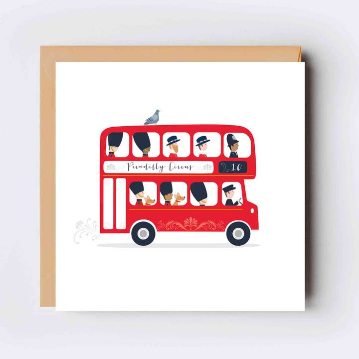 London Bus Blank Greeting card | British Card for wholesale by Klara Hawkins