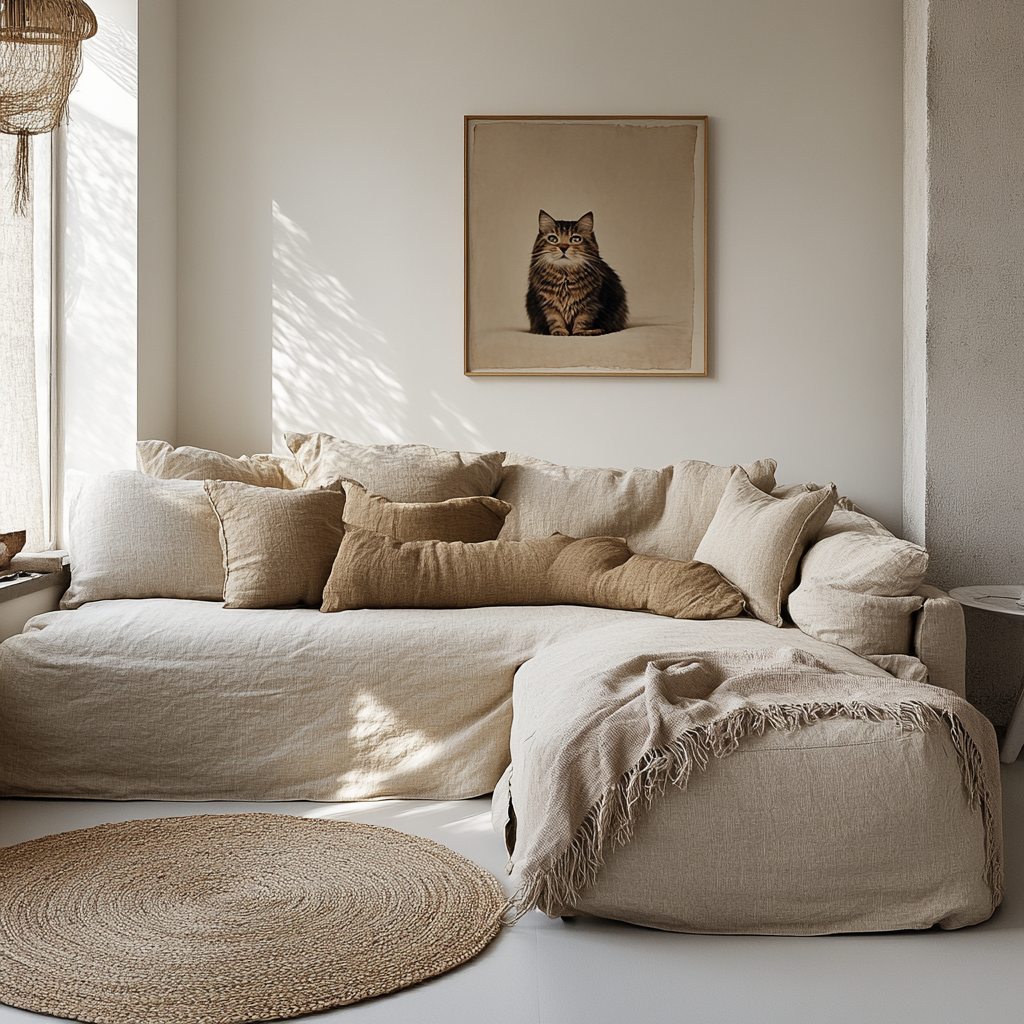 Q VITA – Engroshandel Stol-/sofabetræk – Linned sofabetræk til 2/3/4-personers eller L-formet sofa5