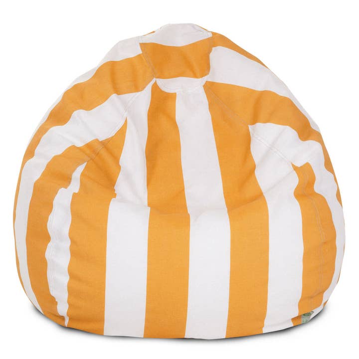 Majestic Home Goods Sac de pouf jaune à rayures verticales pour la vente par Majestic Home Goods