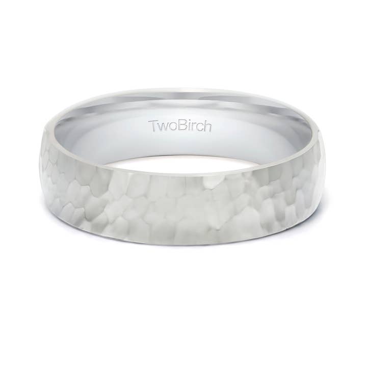5.5 MM Wide Hammered Finish Men's Wedding Ring 925 Silver for wholesale by TwoBirch