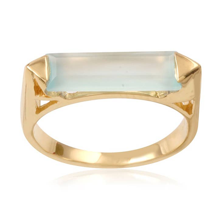 Vama Couture | Juno Ring in Sterling Silver with Aqua for wholesale by Vama Couture