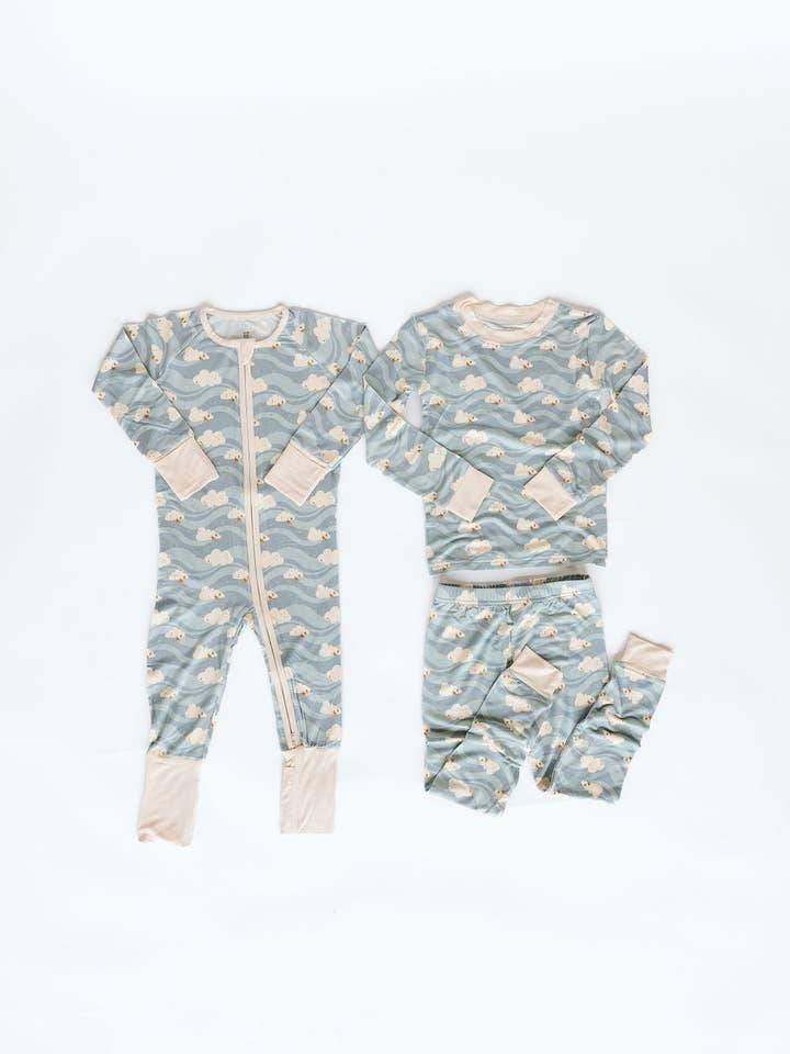 Conjunto de pijama de manga larga Wavy Clouds para venta al por mayor de kinderlein