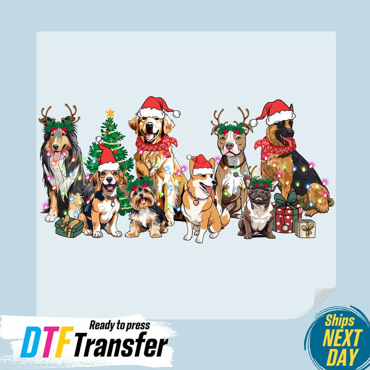 Christmas Dogs DTF Transfer for wholesale by DTF Office