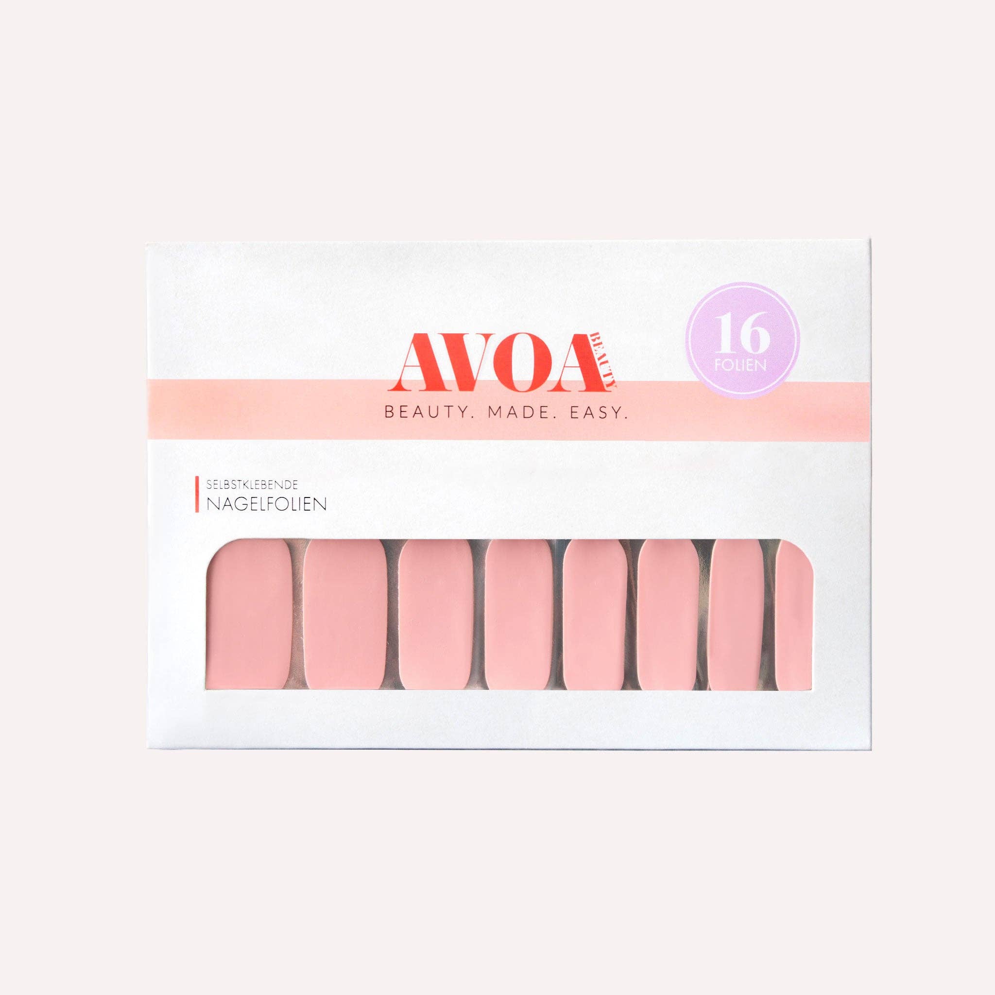 AVOA Beauty - Vendita all'ingrosso Nail art/decalcomania unghie - Marshmallow - 16 fasce per unghie adesive rosa chiaro3