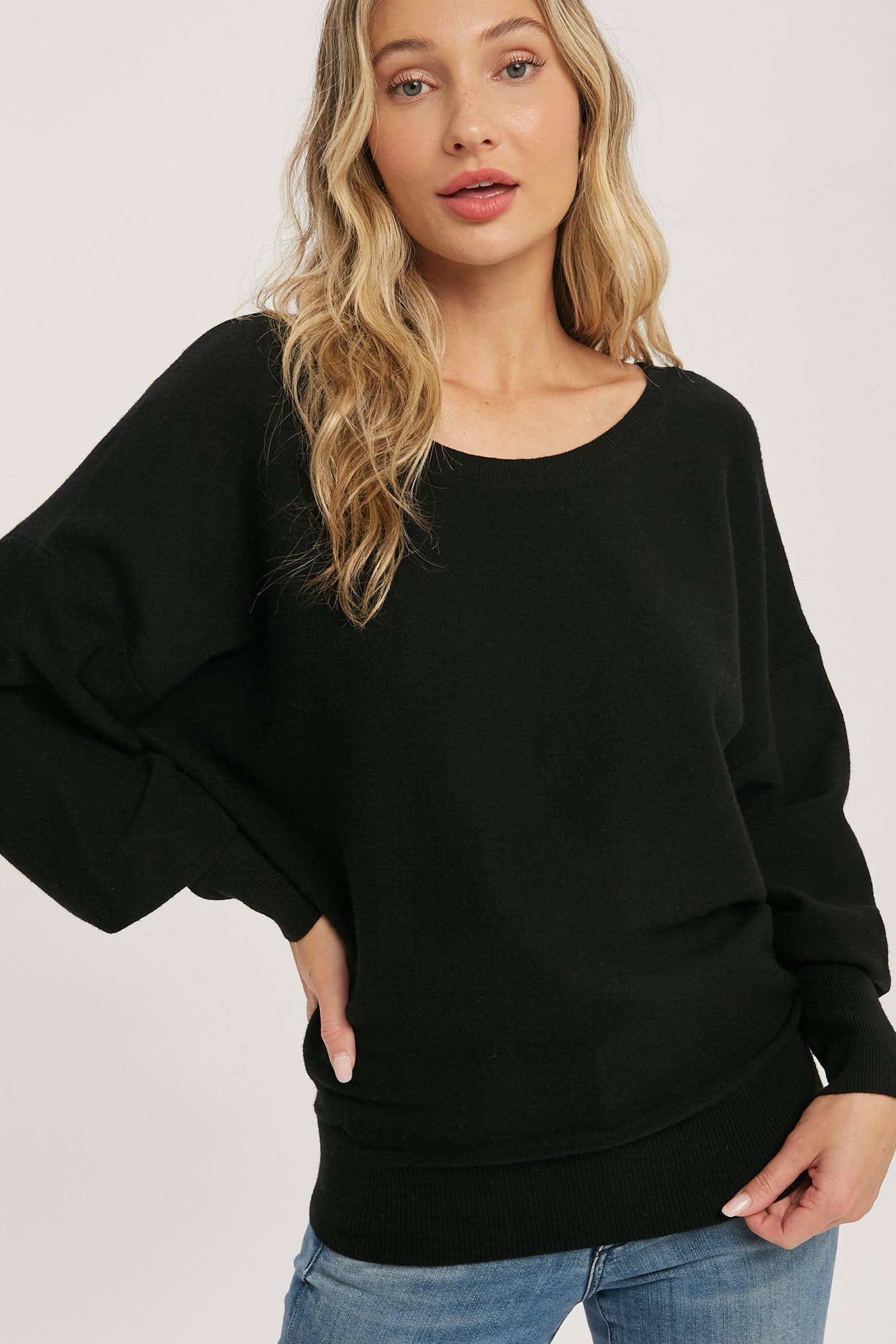 Bluivy - Wholesale Sweatshirt - Women's - BACKLESS BALLOON SLEEVES PULLOVER10