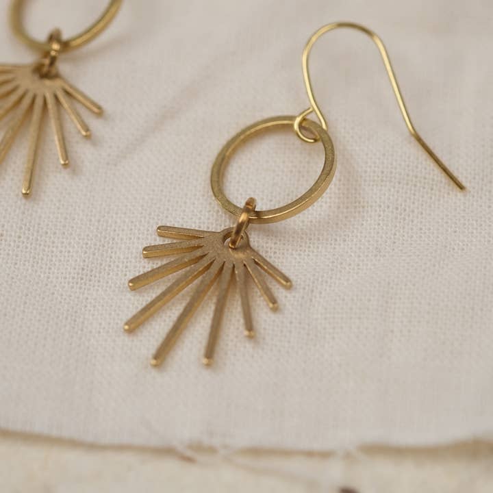BRASSCAKE Jewelry - Wholesale Dangle Earrings - ROUND FELI EARRINGS//Gold, Brass, Jewelry, Sustainable 1