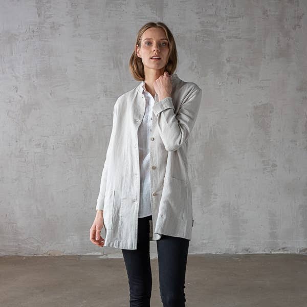 LinenMe - Wholesale Jacket - Women's - Linen Jacket Short Silver Paolo