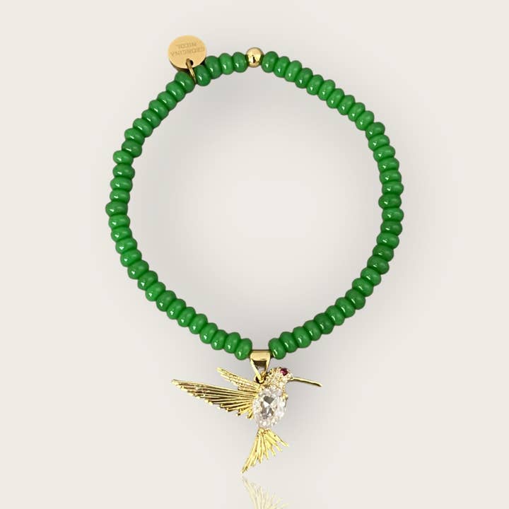 Atraigo Alegría y Energía Vital — Pulsera de Cuentas Verdes de Colibrí para venta al por mayor de Georgina Nicol