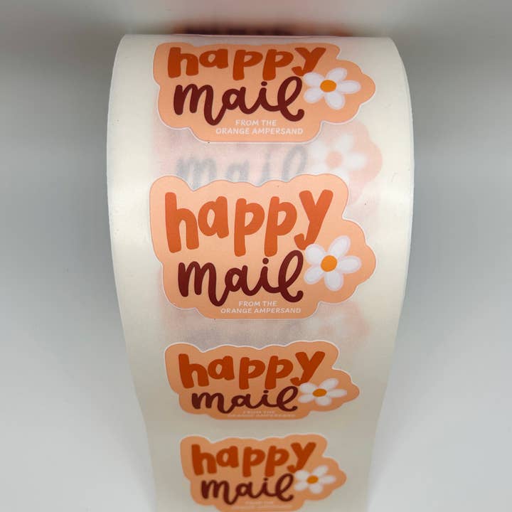 The Orange Ampersand - Wholesale Sticker - Custom Happy Mail Roll Labels (Add Your Biz name!)1
