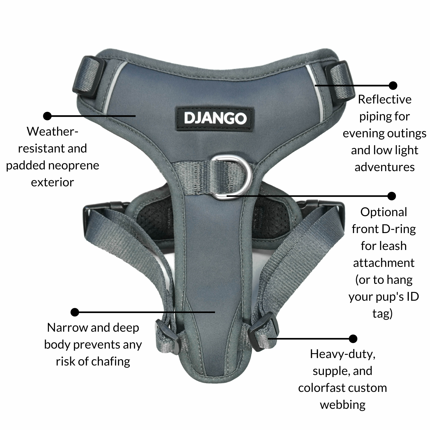 DJANGO - Wholesale Pet Harness - Dog - Tahoe No Pull Dog Harness - Poppy Seed Gray4