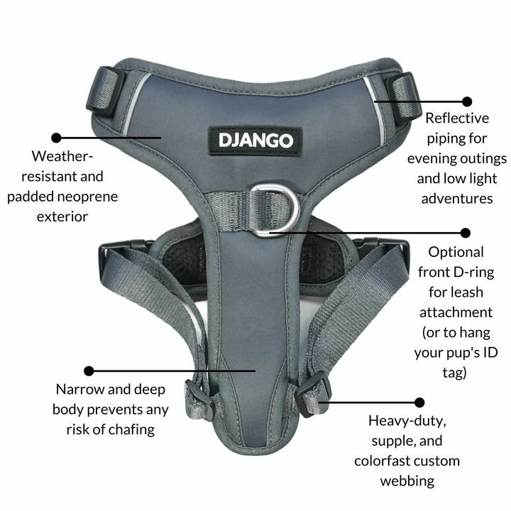 DJANGO - Wholesale Pet Harness - Dog - Tahoe No Pull Dog Harness - Poppy Seed Gray4