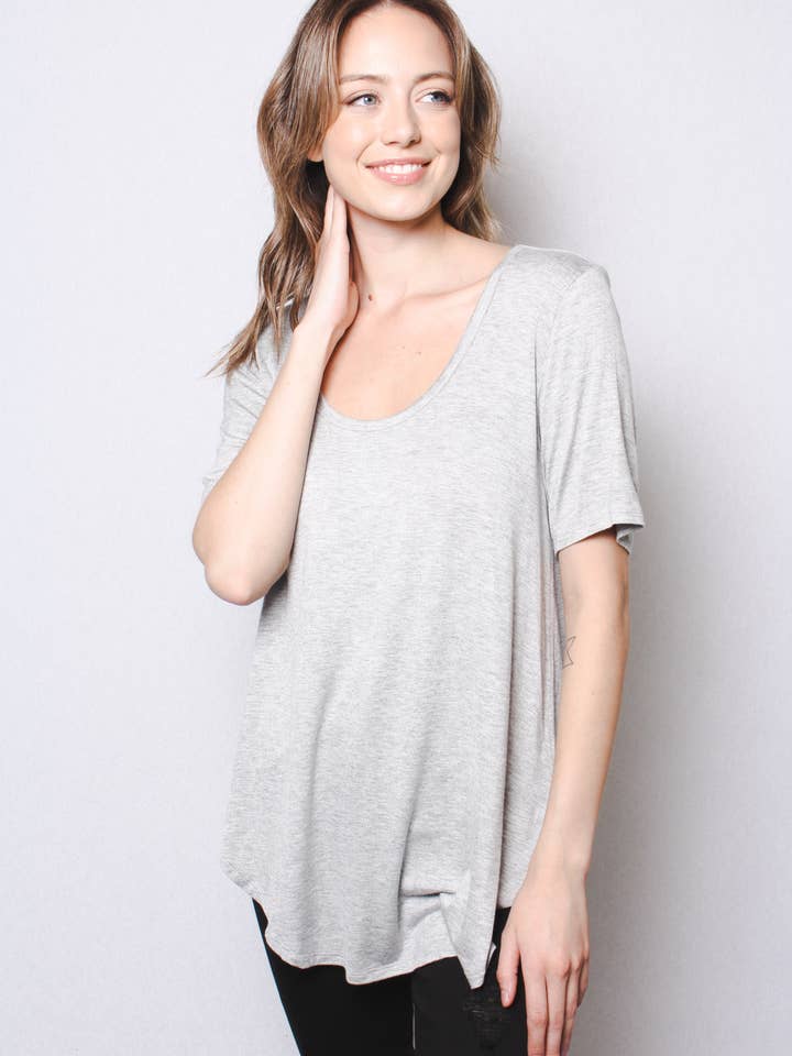 Women's Short Sleeve Scoop Neck Basic Top for wholesale by Good Stuff Apparel
