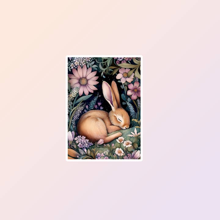 Autocollants Lapin Endormi, Jolis Autocollants Décoratifs d'Animaux pour la vente par Sorry Not Sorry Co
