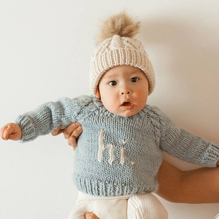 Huggalugs - Vente Pull en maille – bébé - salut. Pull col rond Surf Bleu Bébé & Tout-petit2